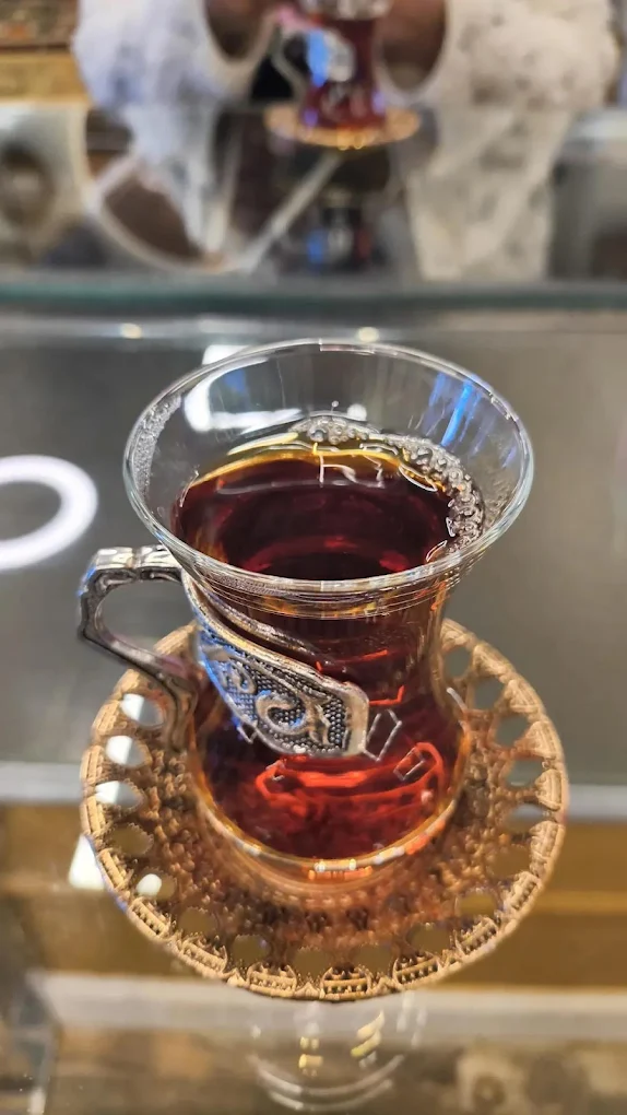 Turkish tea served on a saucer